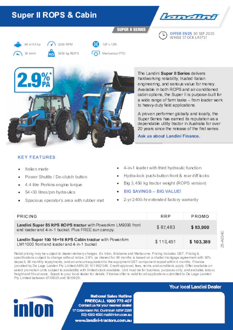 25-A034C Landini Super II oe 30.09